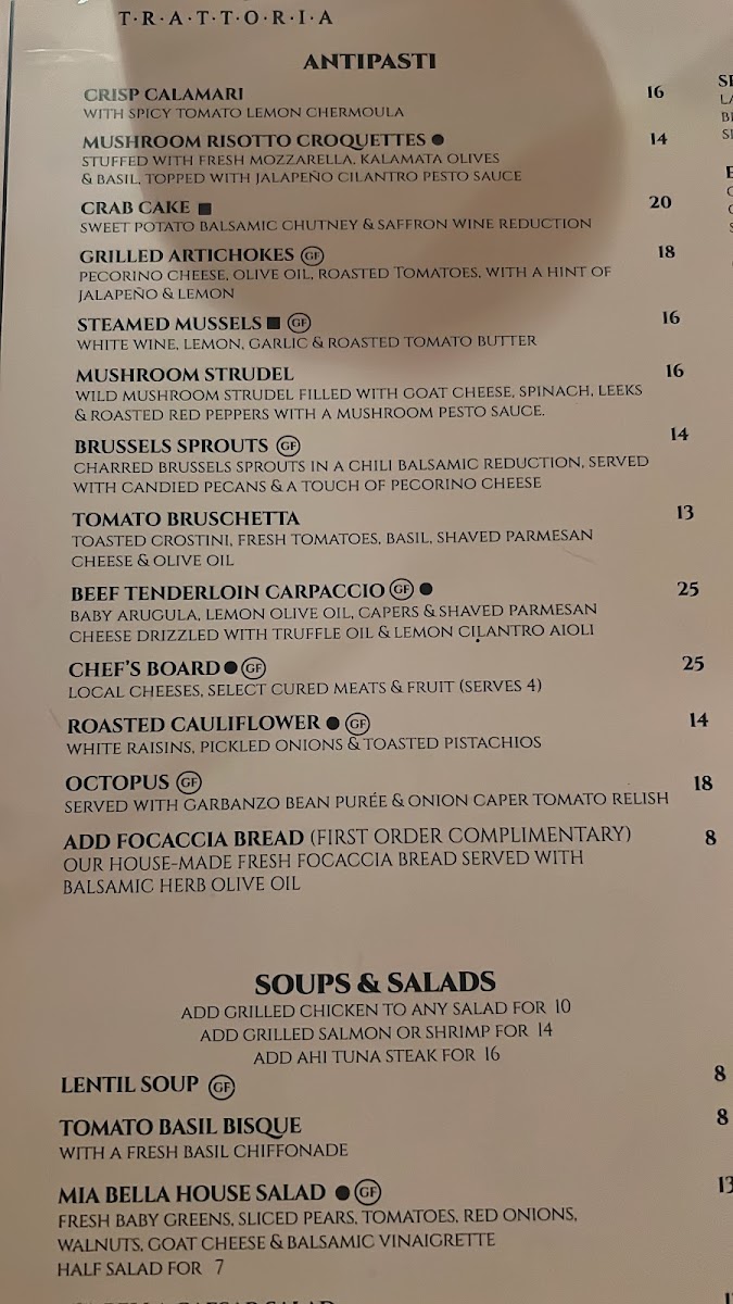 Mia Bella Trattoria Menu - Image 2